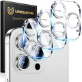 UniqueMe for 3 Pack iPhone 16 Pro/iPhone 16 Pro Max Camera Lens Protector - [Drop Protection] [Case Friendly] 9H Tempered Glass Camera Cover Screen [Update New Version] - Glitter Silver