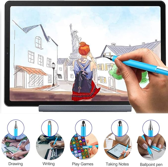 Penyeah Stylus, 4-in-1 Stylus Pen for Touch Screen, High Precision and Sensitivity Disc,Mesh,2 Sized Rubber Tips, Universal for iPhone/iPad/Android/Samsung/HP Tablets All Capacitive Touch Screens-Blue