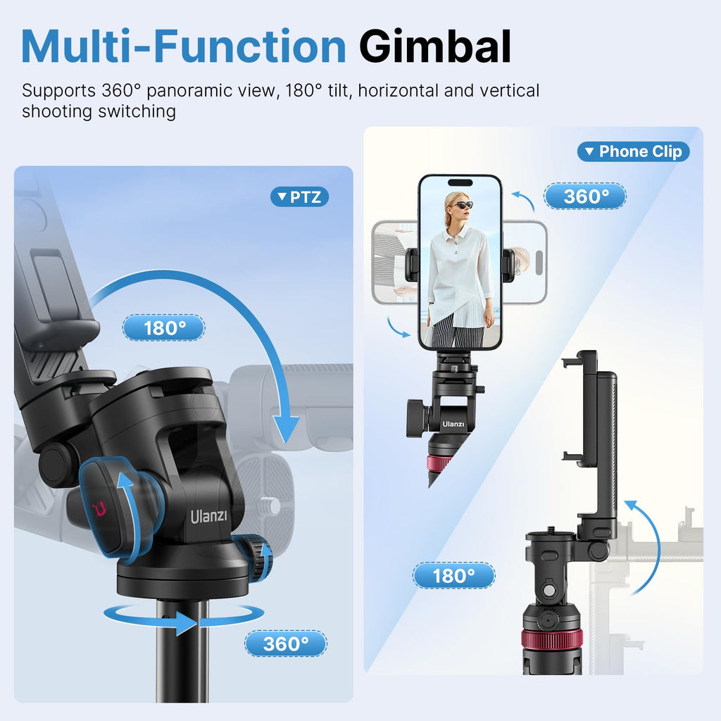 Ulanzi MT-78 Extendable Phone Tripod, 72.83" Selfie Stick Camera Stand