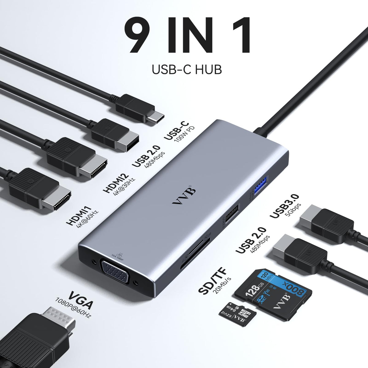 USB C Docking Station Dual Monitor Adapter Laptop Docking Station 3 Monitor