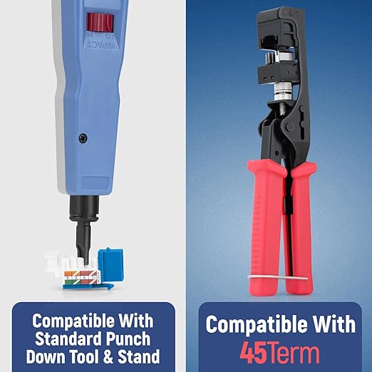 Everest 45° Angled RJ45 Cat6A Keystone Jacks 100-Pack in Blue - Slim Profile Female RJ45 Connectors - Cat 6A Keystone Jack - Compatible with 45° Angled Speed Termination Tool - 45Term (B0BL3GS7ZY)