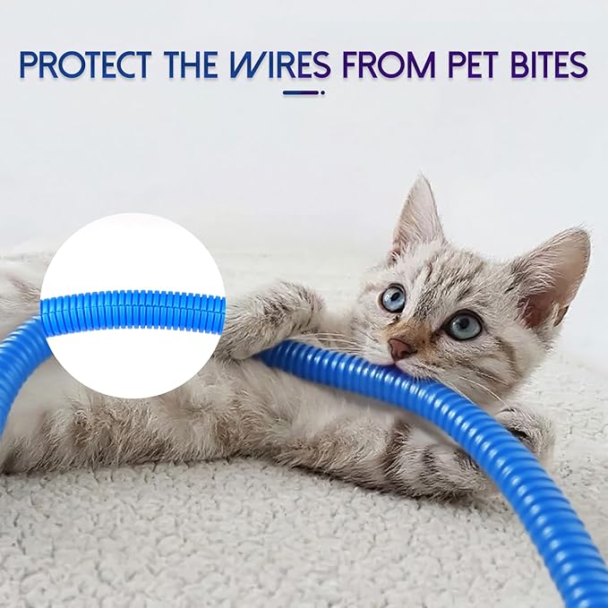Split Wire Loom Tubing, 10,25ft Cord Protectors from Pets No Chew, Flexible Wire Covers Cord Protectors, Protective Split Cable Sleeve for Automotive Home Industrial Wires(Blue, 0.98inch-10ft)