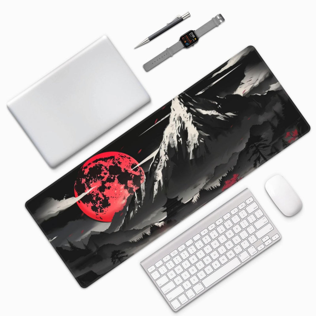 Extended Gaming Mouse Pad, Large Desk Mat XL Anime Mouse Pad Waterproof with Stitched Edges, Non-Slip Desktop Pad for Home and Office, Level Up Your 31.5x11.8 Inch (Snow Mountain)