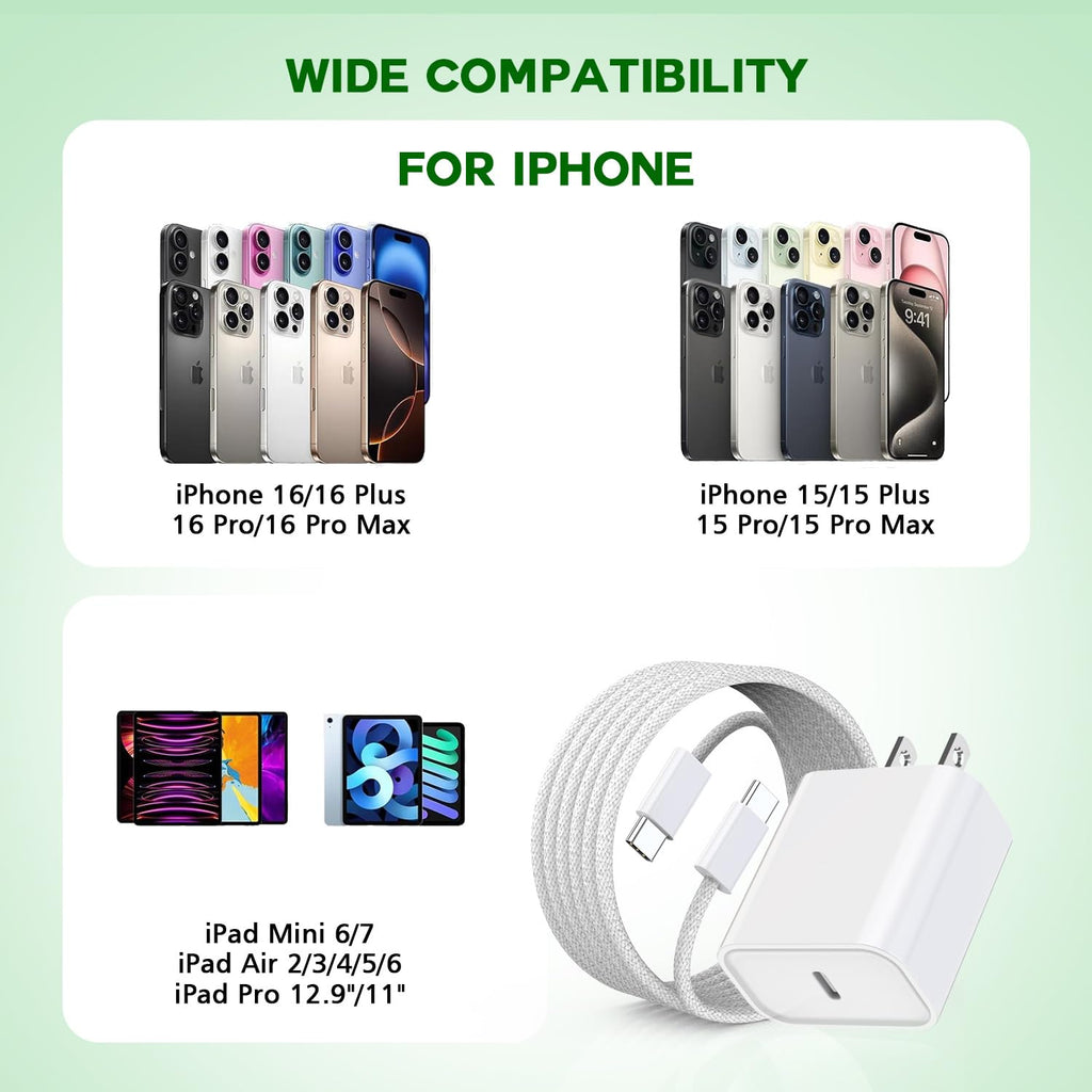 Retractable iPhone Charger Fast Charging,4 in 1 Retractable Wall Charger 45W Travel Essentials Multiport Plug Foldable Block Lightning &USB C Cables for iPhone 17Pro Max/16/15/14/13/12/11,iPad,AirPods