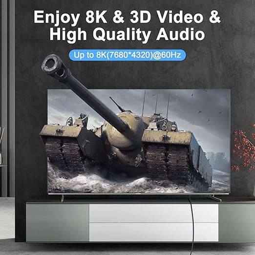 8K 4K HDMI Cable 1.6FT 2 Pack, High Speed Braided HDMI to HDMI 2.1 Cord Supports 8K@60Hz, 4K@120Hz 144Hz 48Gbps Compatible with Roku TV/PS5/HDTV/Blu-ray