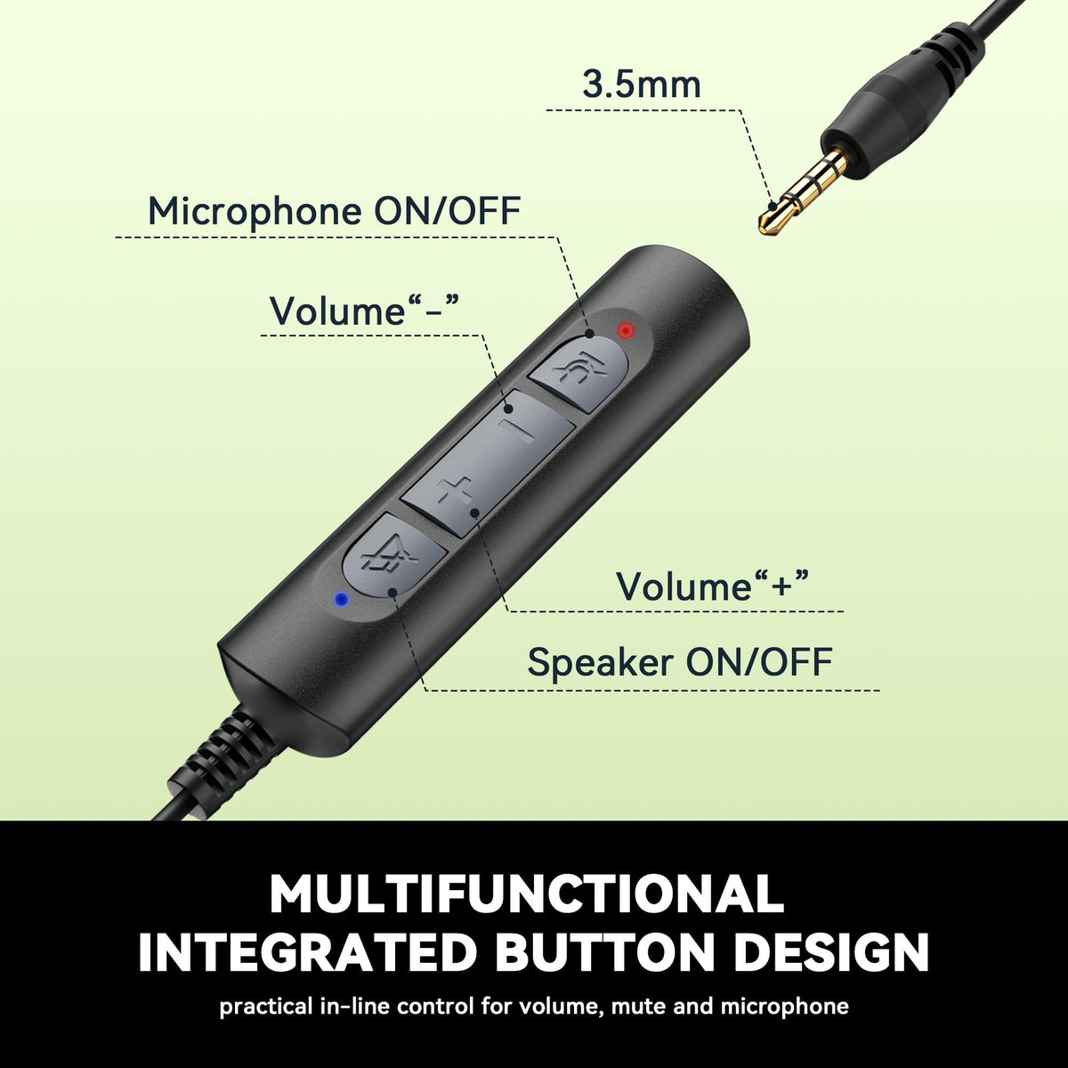 Wantek USB & 3.5mm Headset with Mic for PC/Laptop,Wired Headset with Noise-Cancelling Microphone & Audio Controls Perfect for Home Office Online Class Skype Zoom Call Center Webinar,All Day Comfort