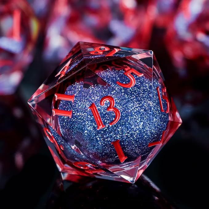 ARUOHHA Liquid Core DND Dice Set, Vampire Sharp Edged Dragons Dice Compatible with D&D RPG Role Playing Games, Resin Blood Red Polyhedral Dungeons D and D Dice with Gift Box D20 D12 D10 D8 D6 D4