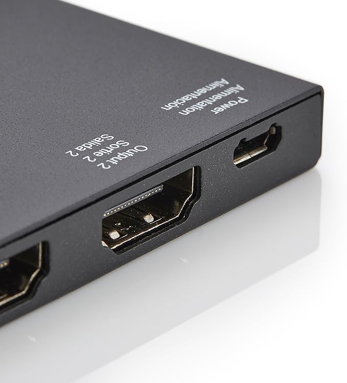 Amazon Basics HDMI Splitter 1 in 2 Out, 4K@60Hz for Dual Monitors, Mirror Only, Black