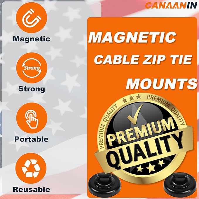 Magnet Zip Tie Mount Clips Magnetic Zip Ties Mount Base Holder Strong Wire Cable Holder Mount Wire Clips Management for Home Office Marine Electrical Wiring (D23 10Pcs)