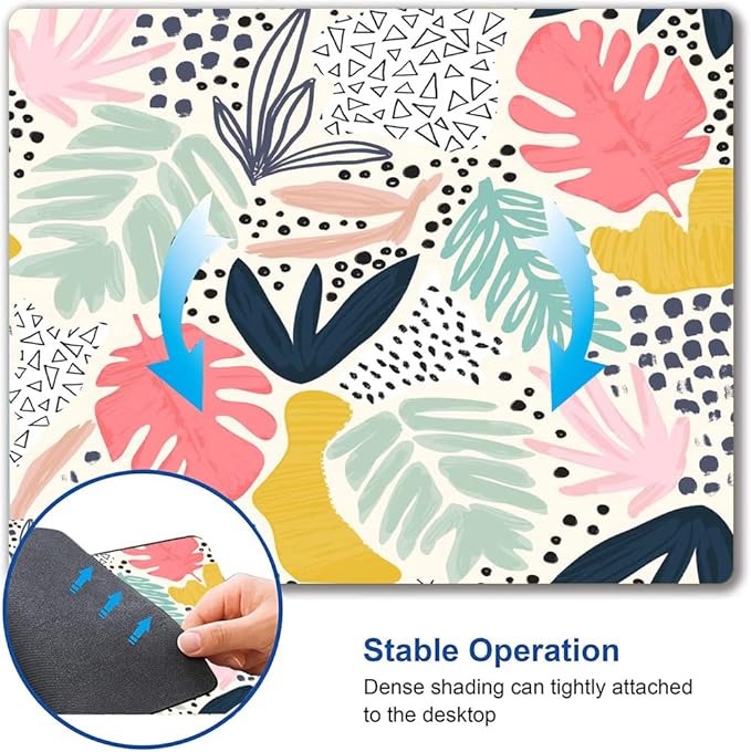Mouse Pad, Abstract Leaves Mouse Pad, Square Mouse Mat Waterproof Non-Slip Rubber Base Mouse Pads