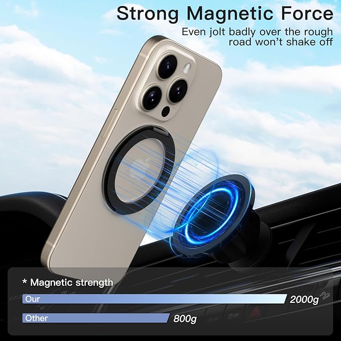COOLQO 2Pcs 360 Spin Cell Grip Ring Phone Stand [Upgrade Gear Hinge Stress Anxiety Relief] Magnetic Holders for Your car Accessories Desk Mount Compatible with iPhone All Smartphones, Black