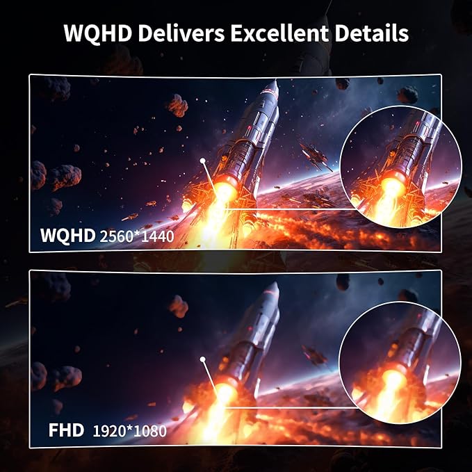 SANSUI 32-Inch Curved Gaming Monitor WQHD 2560 x 1440 180Hz Curved 1500R -1ms(OD), HDR, 300nits, sRGB 125%, DCI-P3 95%, FreeSync, HDMI x2, DP1.2x2(DP Cable Included)
