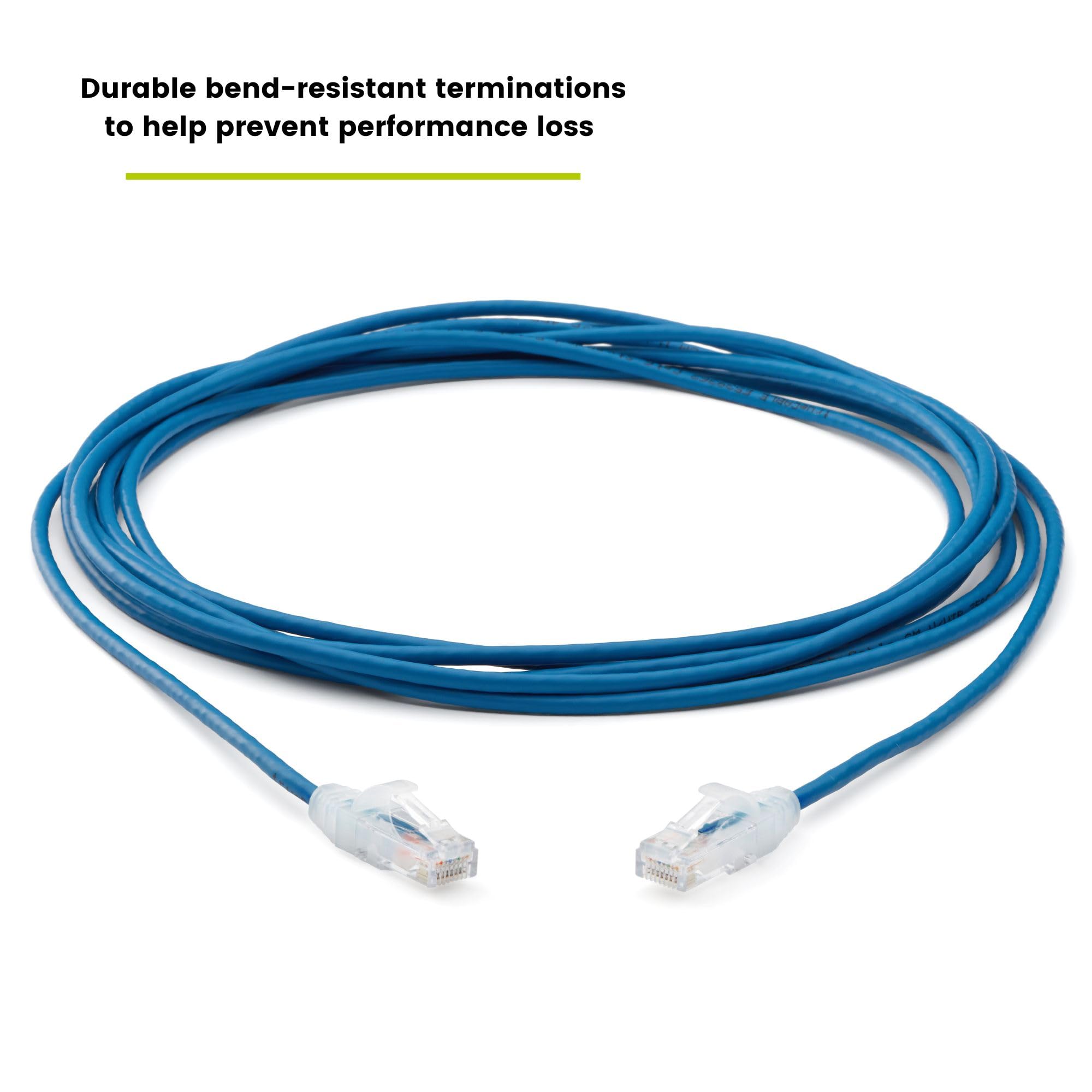 TRUECABLE Cat6 Component Rated Patch Cable, Unshielded (U/UTP), 14ft, Blue, 28AWG Stranded Pure Copper, Snagless 10G High-Speed Ethernet Cable, PoE++ 4PPoE 100W, UL Listed, RoHS-3, 1 Pack
