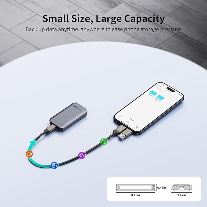 Yottamaster 1TB External SSD, Up to 460MB/s 2 in 1 USB C Cable & Lanyard Portable Solid State Drives, Supports 4K ProRes HDR Compatible with iPhone 16 Pro Max, Smartphone, Tablet, Laptop