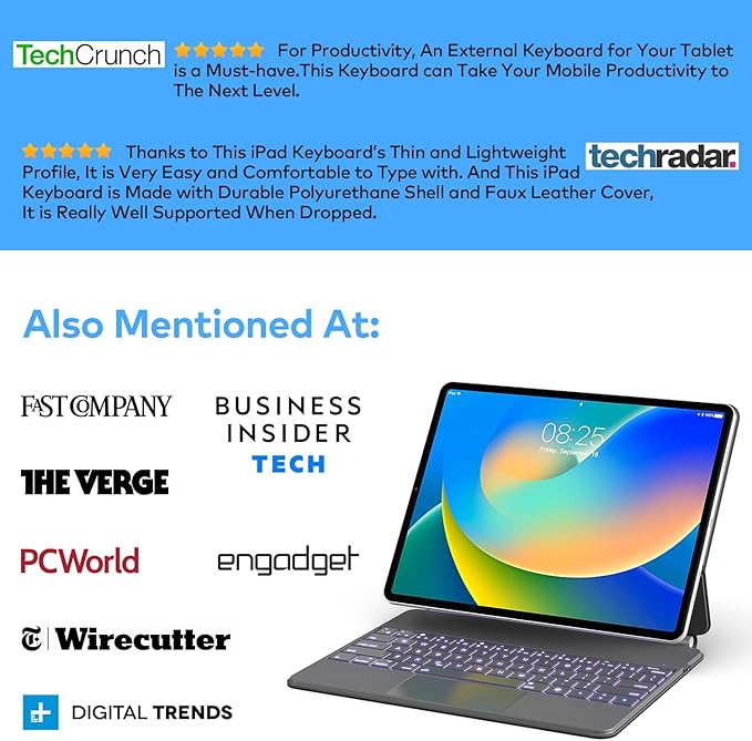Keyboard Case for iPad Air 13 (M3 2025 / M2 2024) and iPad Pro 12.9 inch 6th / 5th / 4th / 3rd Generation – Magic-Style Magnetic Keyboard Case with Multi-Touch Trackpad – Floating Cantilever Stand