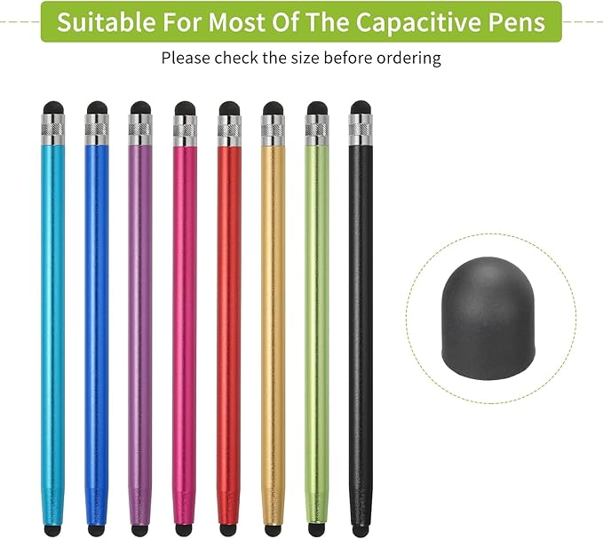 MECCANIXITY 60Pcs Replacement Stylus Pen Tips 6.5mm Conductive Capacitive Touch Screen Pens Tips Silicone Rubber, Black