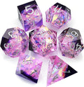 Haxtec DND Dice Set Sharp Edge Resin Dice with Dice Case Purple D&D Polyhedral Dice for TTRPGs Compatible with Dungeons and Dragons DND Gift