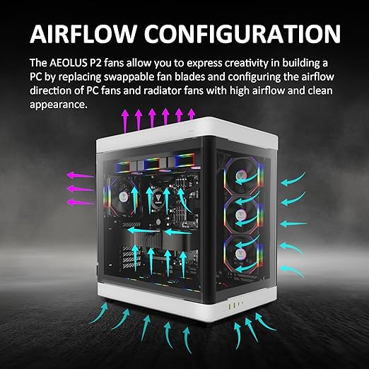 GAMDIAS AEOLUS P2-1203 120mm ARGB PWM Fan (3 Pack, no Hub), Include Reverse Fan Blade x3 & Controller, ARGB Sync, Easy Installation & Cabless Daisy-Chain Design, Silent Operation, Up to 2400RPM, Black