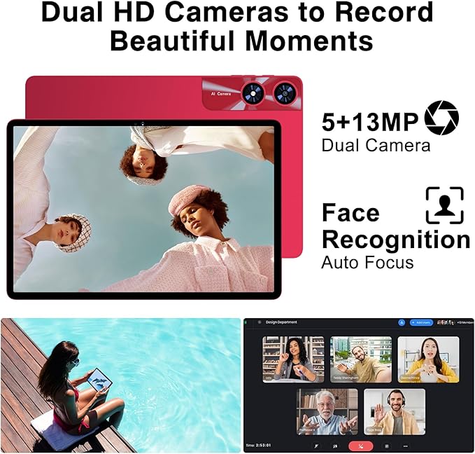 Android 14 Tablet 11 Inch Tablets, 24GB RAM 256GB ROM(1TB Expand), Octa-Core Tablets with 8000 mAh Battery, 5G WiFi, Bluetooth 5.0, Android Tablet 5MP+13MP Dual Camera, IPS Touch Screen, GPS Tab-Red