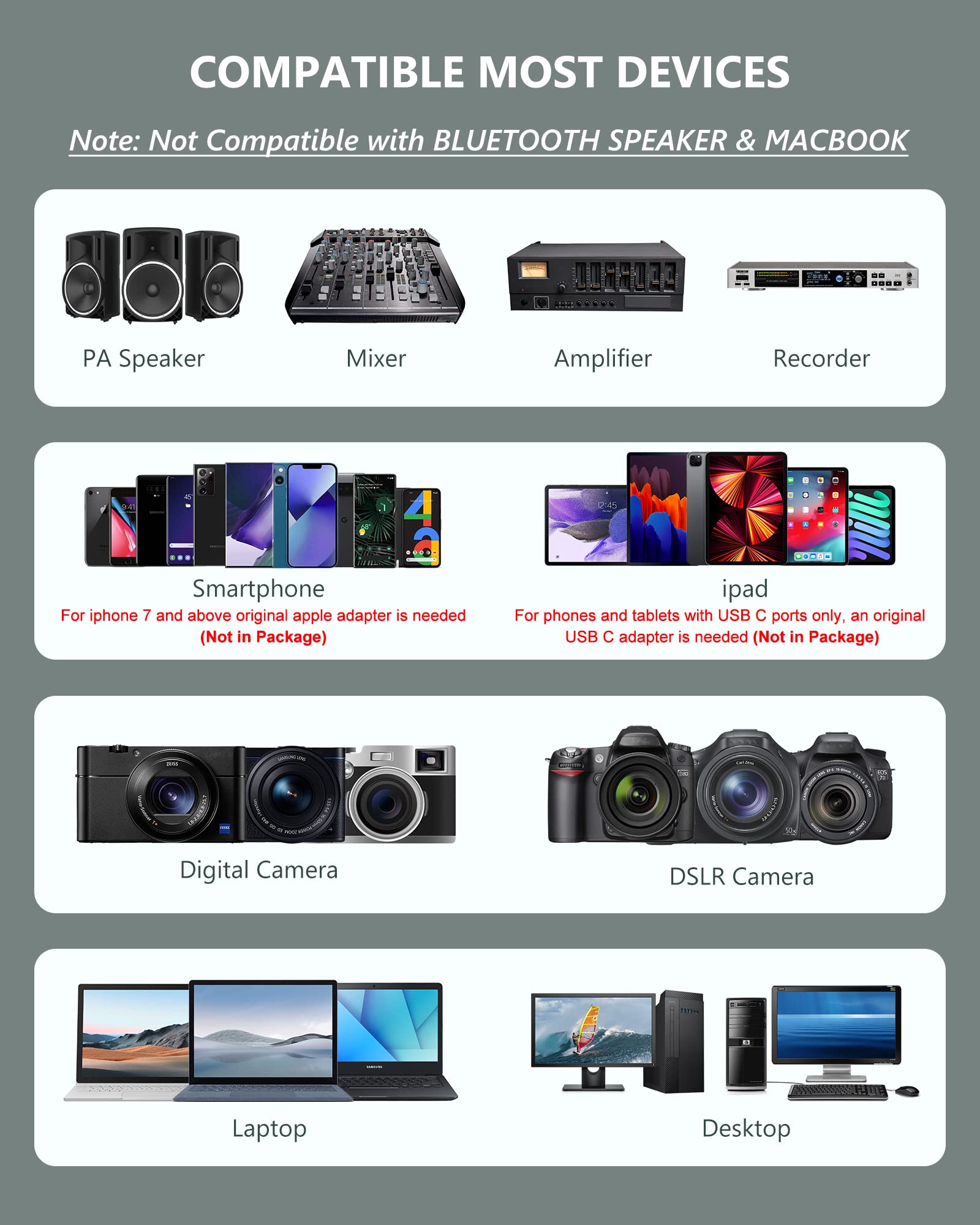 Wireless Microphone System for PA Speaker, Camera, Recording, Teaching