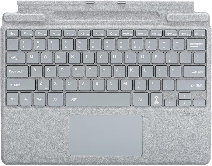 Keyboard for Microsoft Surface Pro Copilot+ (11th Edition) / Pro 11 / Pro 10 / Pro 9 / Pro 8 / Pro X, 13 inch, Detachable Type Cover with Touchpad, 7-Color Backlit & Pen Holder (Light Grey)