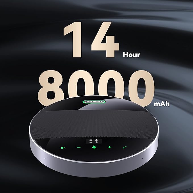Tenveo MagiCall Conference Speaker with Microphone, Bluetooth/Wireless/USB omnidirectional Speakerphone Noise Cancelling Conference Call 360 Pickup for 10~15 People Online Meeting