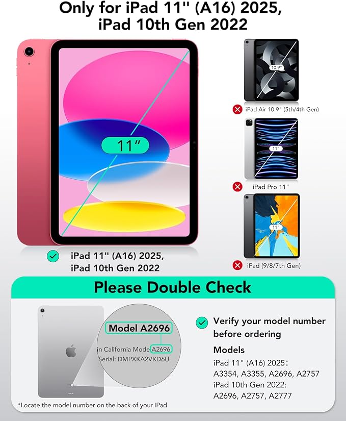 ESR iPad 11th (A16) 2025/10th Gen Flex Keyboard Case, Ultra-Light Magnetic Detachable Keyboard for iPad 10.9" with Writing/Viewing Modes, Larger Precision Trackpad, Pink