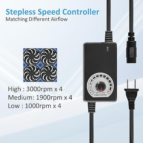 120mmx4 480mm Adjustable Computer PC Vent Fans with Speed Controller