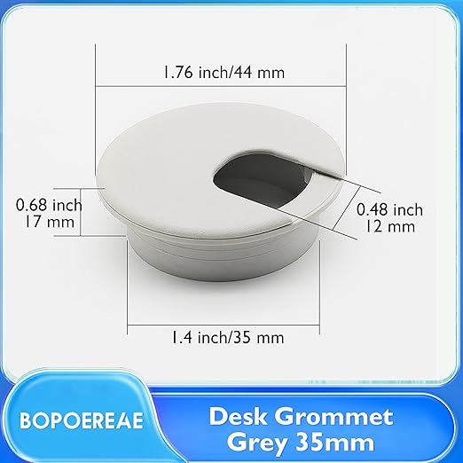 Desk Grommet 1-3/8" (35 mm), Desk Cord Hole Cover, Cable Grommet ABS Plastic, Desk Hole Grommet for Office and Home Table Cable, Detachable Cable Cord Organizer (Light Grey 8 Pcs)
