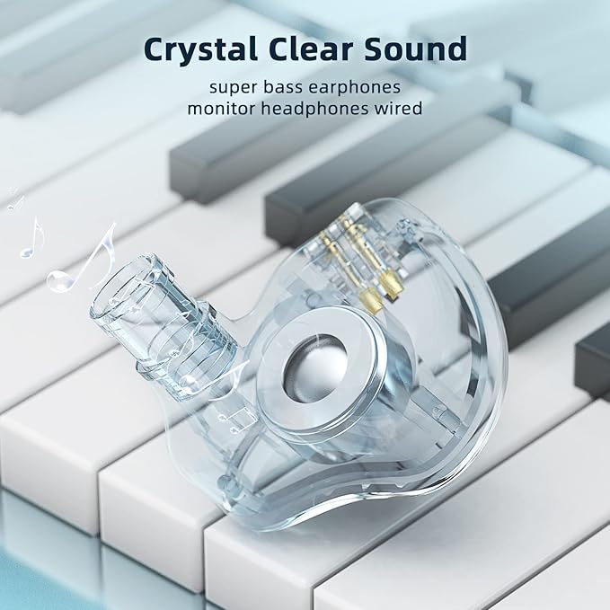 YINYOO KBEAR in Ear Monitor Headphones KS1 Wired Earphones Super Bass Earbuds, Crystal Clear Sound IEM Headphones, High Resolution Noise Canceling Ear Monitors Headphone for Singers Musician