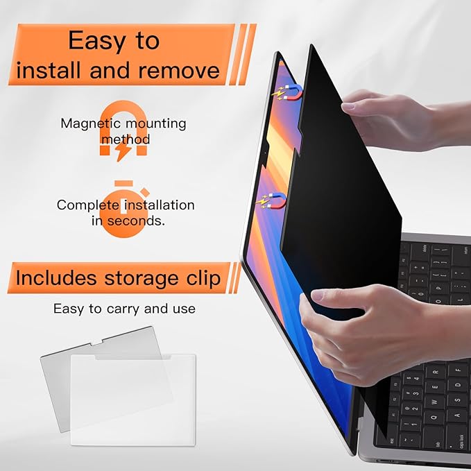 Privacy Screen for MacBook Air 15 Inch 2023-2025 (M2 M3 M4 Chip), Magnetic Removable Anti Glare Blue Light Filter Protector
