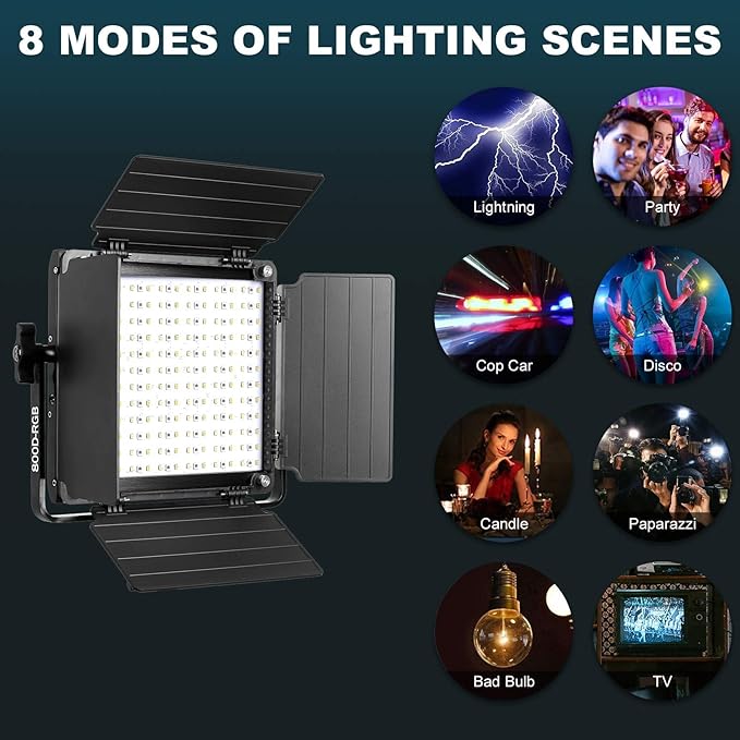 GVM RGB LED Video Light, 800D Studio Light with APP Control Lighting Kit Photography Light 1 Pack with 8 Kinds Scene Lights, 3200-5600K CRI 97 LED Panel Light for YouTube Studio, Video, Portrait