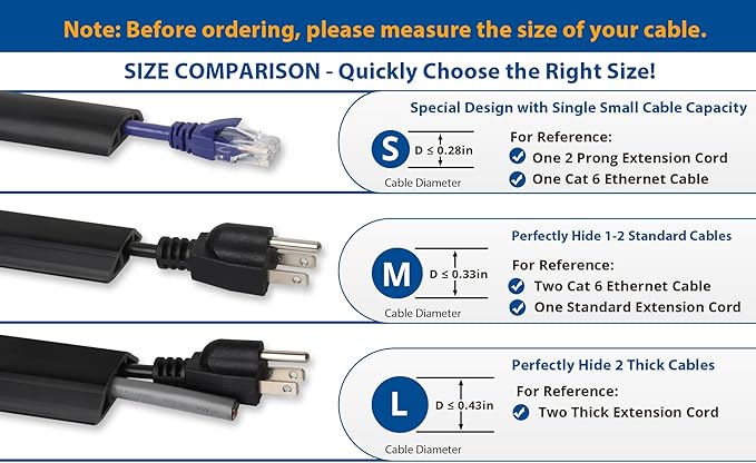 ZhiYo Floor Cord Cover 4ft, Cord Hider Floor Gray, Cable Management Cover Prevent Cable Trips, Wire Covers for Electric Power Cords, Wire Protector Cavity W0.47 x H0.28