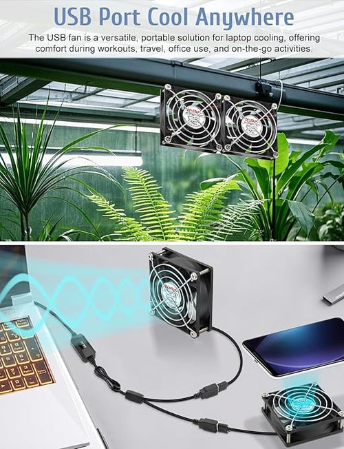 2 Packs Wathai 92mm x 25mm 90mm 5V USB Fan for Receiver AV Cabinet Console