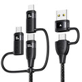 100W USB C Multi Charging Cable, USAMS 4FT 5-in-1 5A Fast Sync Charger Adapter Nylon Braided Type-C Cable for Laptop/Tablet/Phone and More