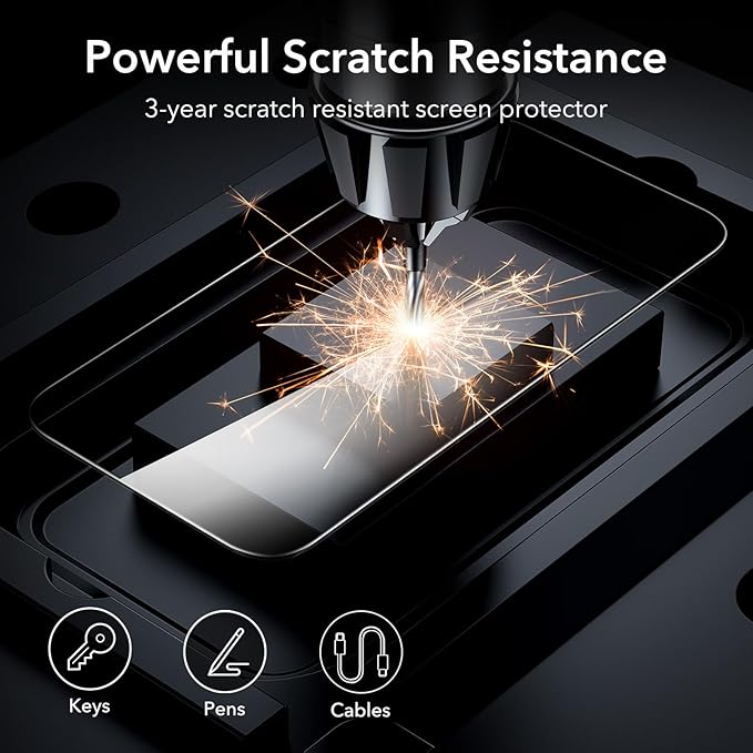 ESR 3 Pack for iPhone 15 Pro Max Screen Protector, [9H Hardness] [Military Grade Shatterproof] Full Coverage Tempered Glass Film with Easy Installation Tool, HD Clear, Scratch Resistant