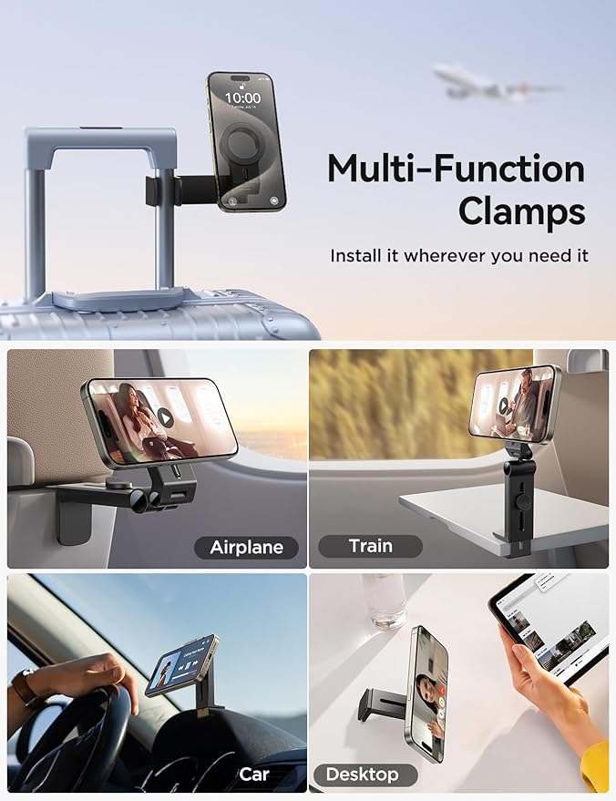 JOYROOM for Magsafe Airplane Phone Holder Travel Essentials,【Unlimited Scenery】 Hands-Free Plane Phone Holder, Airplane Travel Accessories for iPhone 16 Pro Max & Magsafe Case