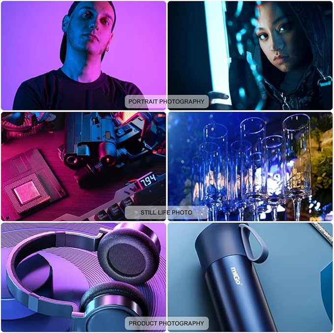 RGB Photography Light Wand Stick, 360° Full Color Portable LED Lighting Wand Handheld 5000mAh Rechargeable Battery & Magnet with 27"-80" Tripod Stand-2 Pack