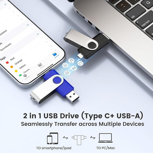 ABLAZE 64GB USB C Flash Drive 10 Pack, OTG USB 2.0+Type C Memory Stick
