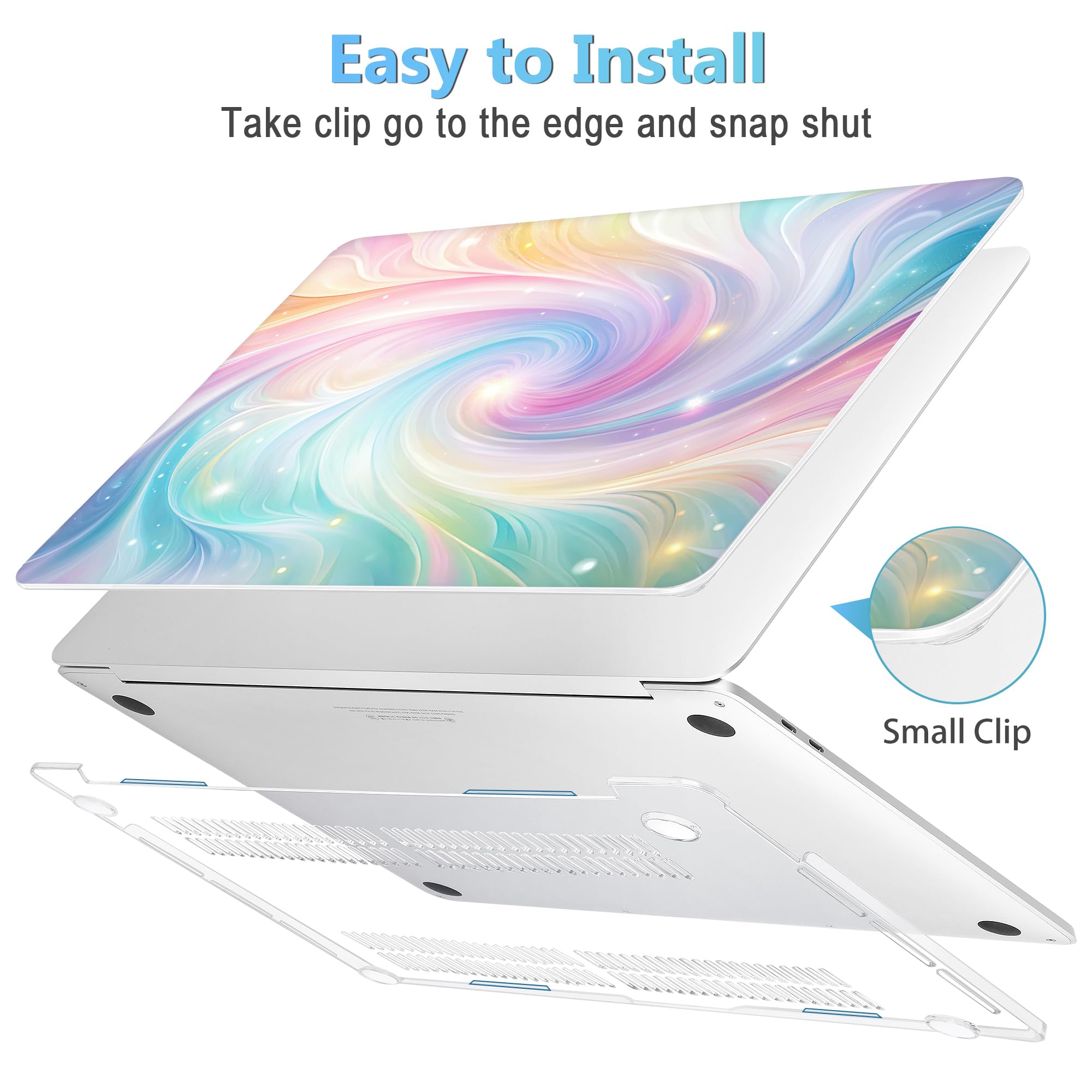 Mektron Case for MacBook Pro 16 Inch A2141 Cover 2019 Release 16" with Liquid Retina Display/Touch ID, Plastic Hard Shell with Keyboard Skin & Screen Protector & Dust Plug, Colors Swirls