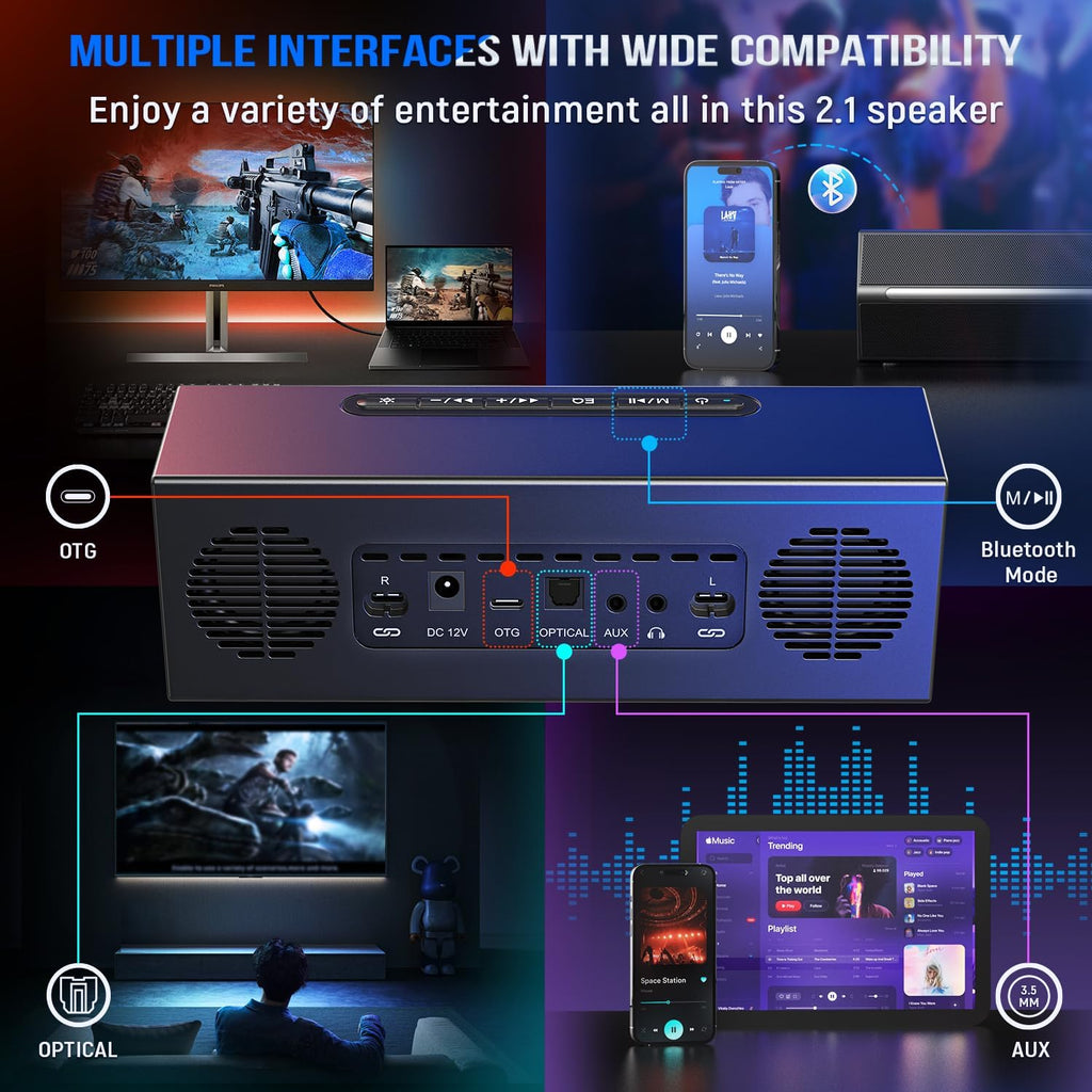 FIFINE AmpliGame A22 2.1 Gaming Computer Speakers with Subwoofer Bluetooth