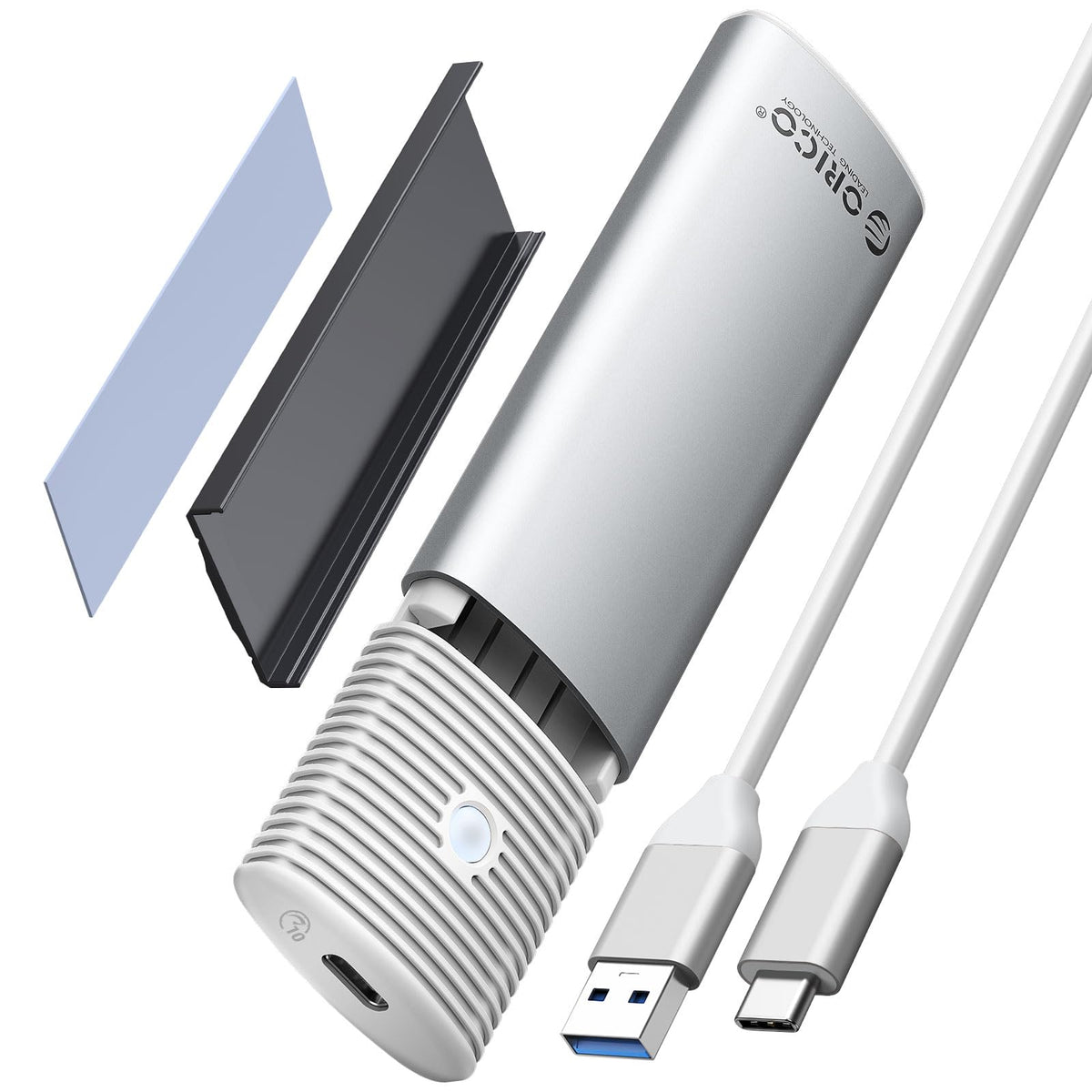 ORICO M.2 NVMe SATA SSD Enclosure Adapter Tool-Free, USB C 3.2 Gen 2 10Gbps NVMe, 5Gbps NGFF SATA PCIe M-Key(B+M Key) 2230/2242/2260/2280, Aluminum External M2 Reader Support UASP Trim- PWDM2-BK