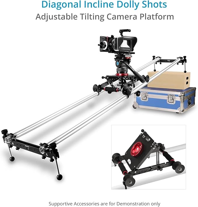 Proaim Fusion Video/Film Camera Dolly Slider with Track Ends. Runs on Tracks & Flat Surfaces. Payload up to 45.3kg /100lb. (DL-FUSN-01)