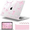 Lepeoac Case for MacBook Pro 13 inch Case M2 2022-2016 A2338 M1 A2251 A2289 A2159 A1989 A1708 A1706, Plastic Hard Shell + Keyboard Cover + Dust Plug, Bowknot