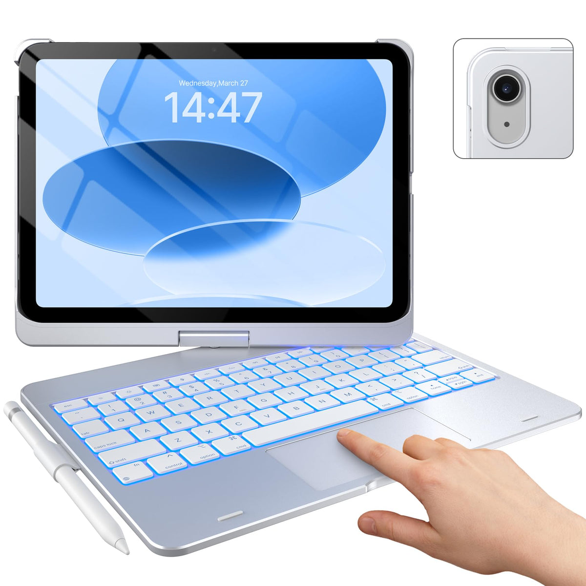 typecase Touch iPad A16 11th/10th Gen Case with Keyboard, 360° Rotating