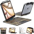 KARTICE Transparent 360 Keyboard Case with Wireless Keyboard for iPad Air 11 Inch 2024, 10.9" iPad Air 5th/4th, 11" iPad Pro 4/3/2/1 360° Rotating Stand
