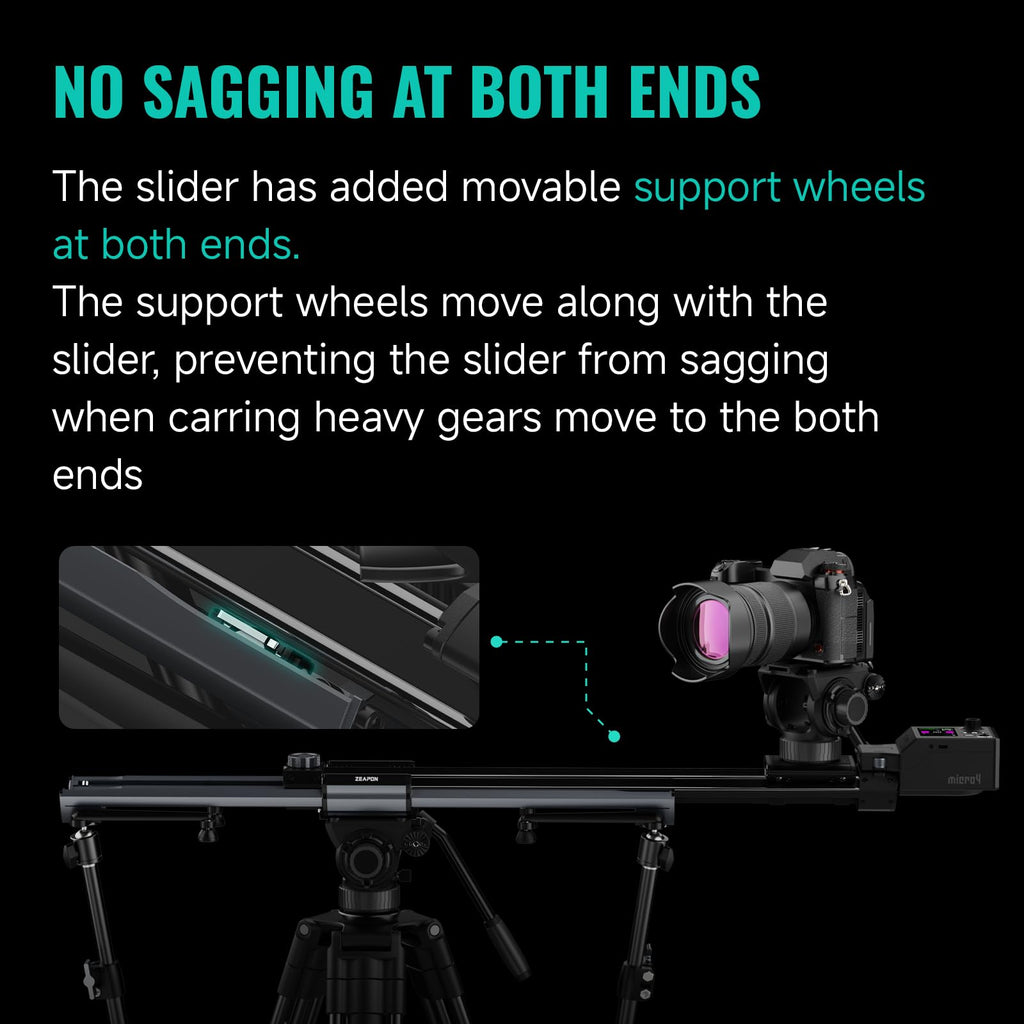 Zeapon Micro4 E1000 Double Distance Motorized Camera Slider, High-Speed Low Noise Motor 10-26Lbs Payload, 42''/107cm Compact Slider with Carrying case, LCD Screen, App Control, Smooth Damping Design