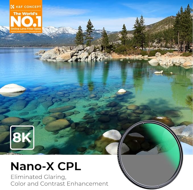 58mm Circular Polarizers Filter, K&F CONCEPT 58MM Circular Polarizer Filter HD 28 Layer Super Slim Multi-Coated CPL Lens Filter (Nano-X Series)