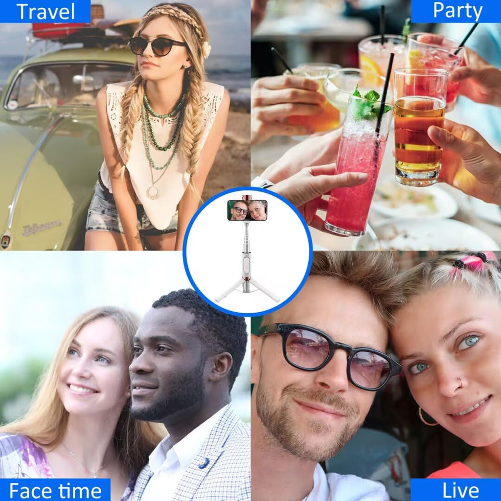 Pperfcoo Selfie Stick Phone Tripod with Remote for iPhone & Android, Portable Aluminum Alloy 3 in 1 Stand for Group Photos with 1/4" Screw for Gopro Cam, Vlog/Travel/Photography