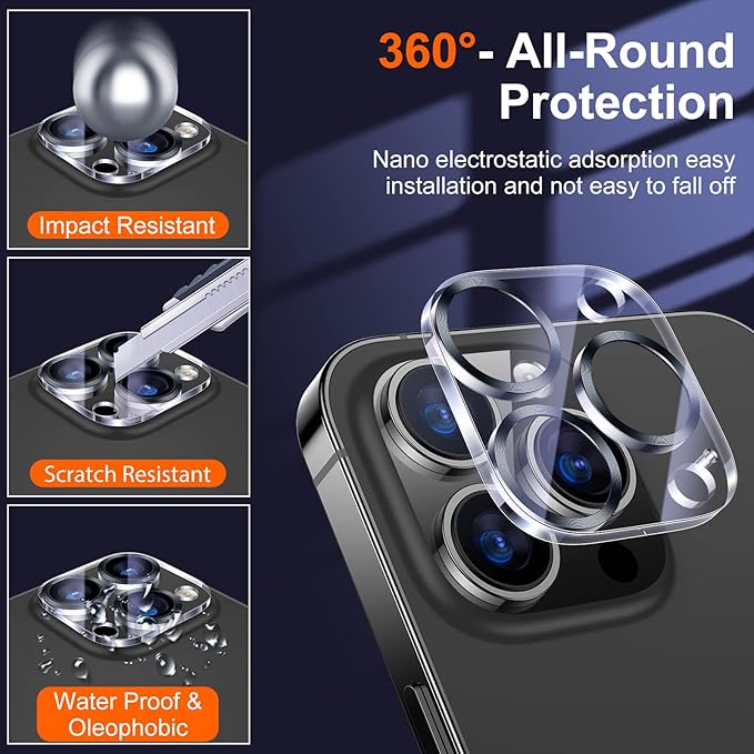 UniqueMe [ 3 Pack] Compatible with iPhone 12 Pro Max 6.7" Camera Lens Protector Tempered Glass,[Case Friendly][New version][Scratch-Resistant][Easy Installation] -Graphite Black